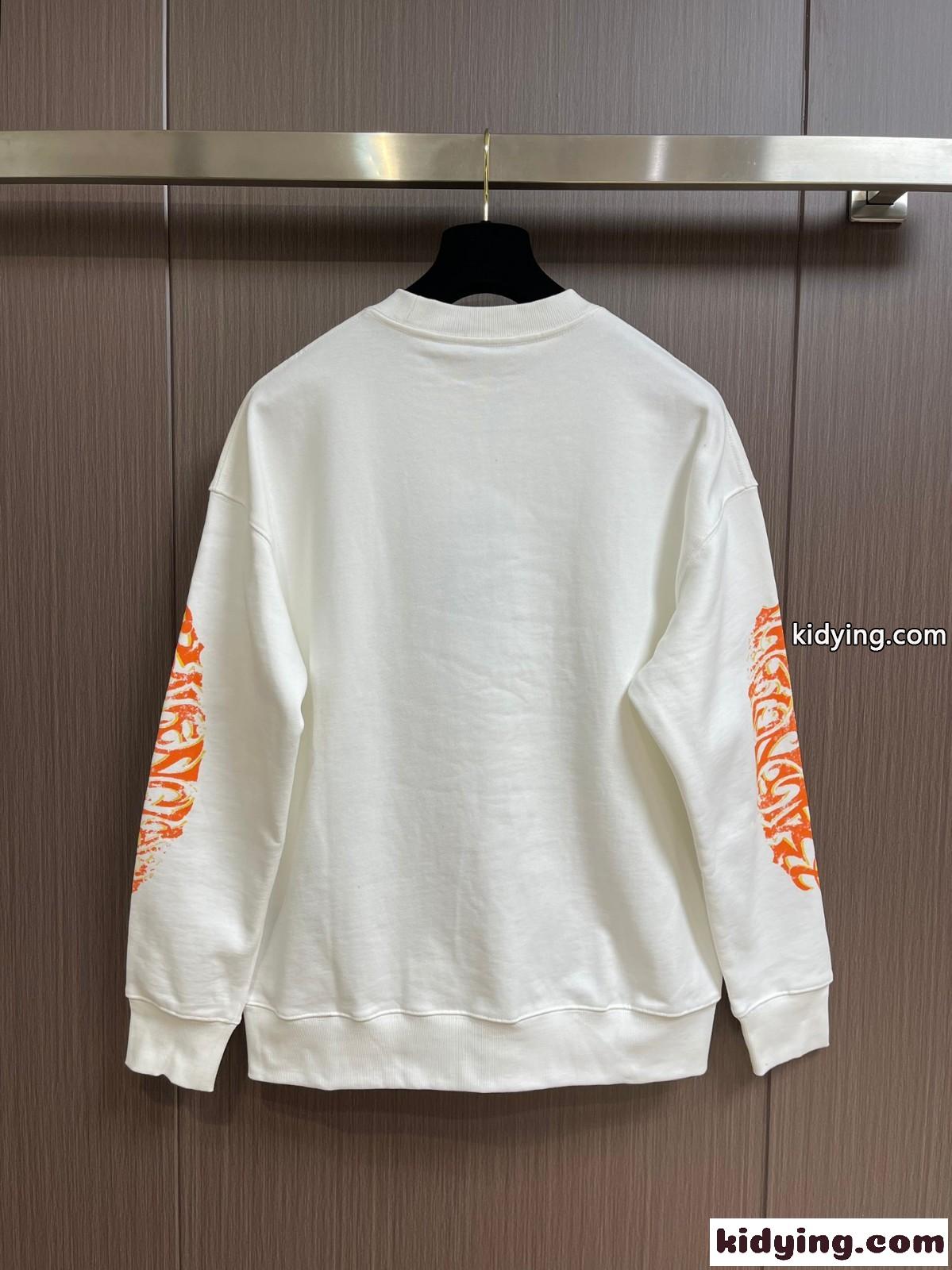 おしゃれ カジュアル プリント ロングスリーブ Tシャツ バレンシアガ Tシャツ コピー ホワイト-1