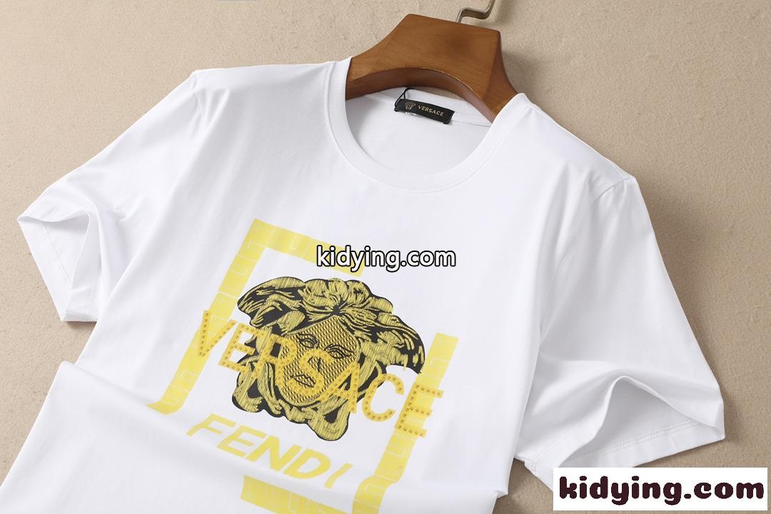 VERSACE×FENDI 人気 おしゃれ ヴェルサーチェ 半袖Tシャツ コピー クルーネック ロゴ 春夏 着心地いい トップス-4