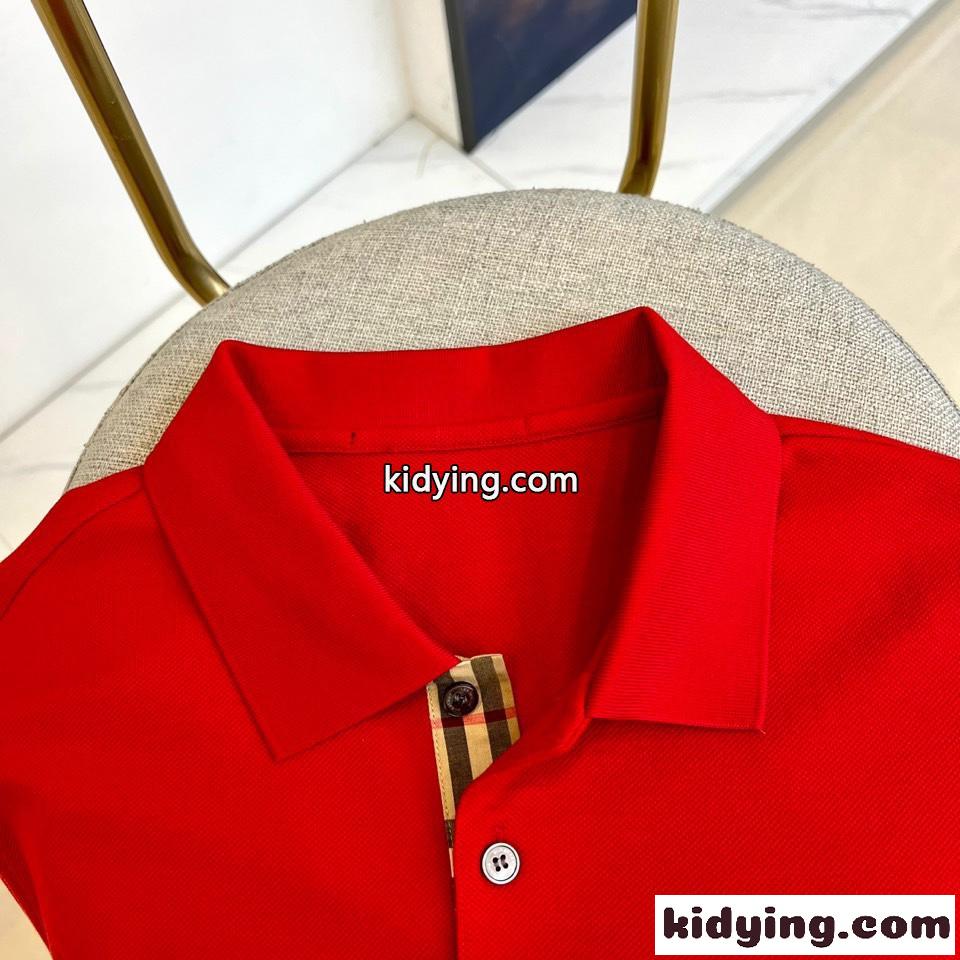 洗練された コットンピケ ポロシャツ バーバリー 半袖Tシャツ コピー レッド-1
