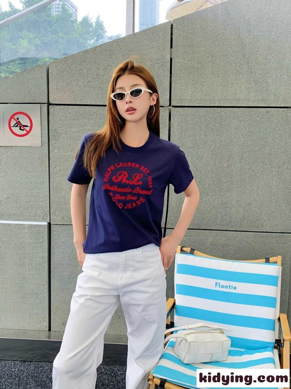 カジュアル ロゴ入り 半袖Tシャツ ラルフローレン Tシャツ 偽物 ネイビー-4
