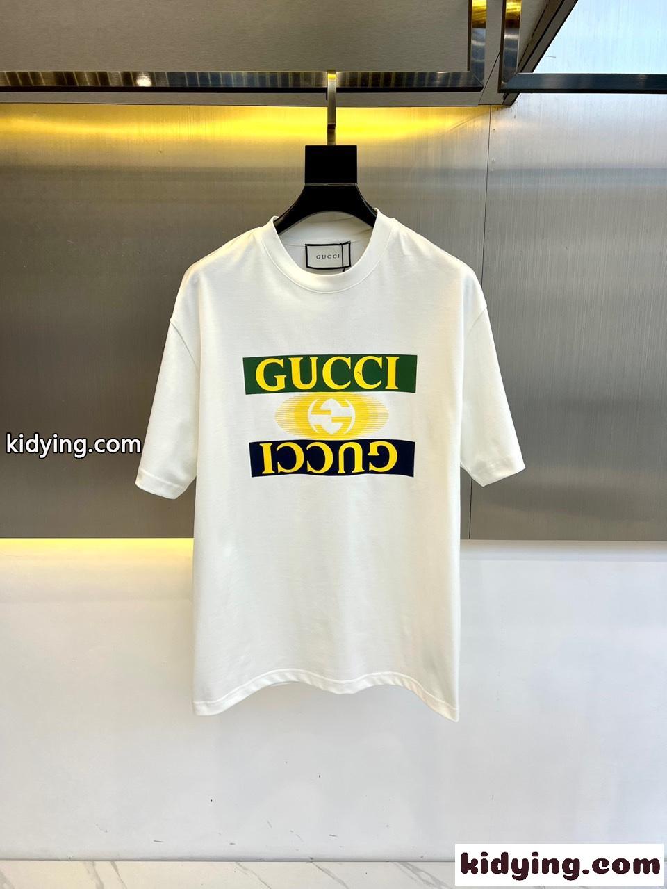 カジュアル ロゴプリント グッチ Tシャツ コピー クルーネック 半袖Tシャツ ホワイト-2