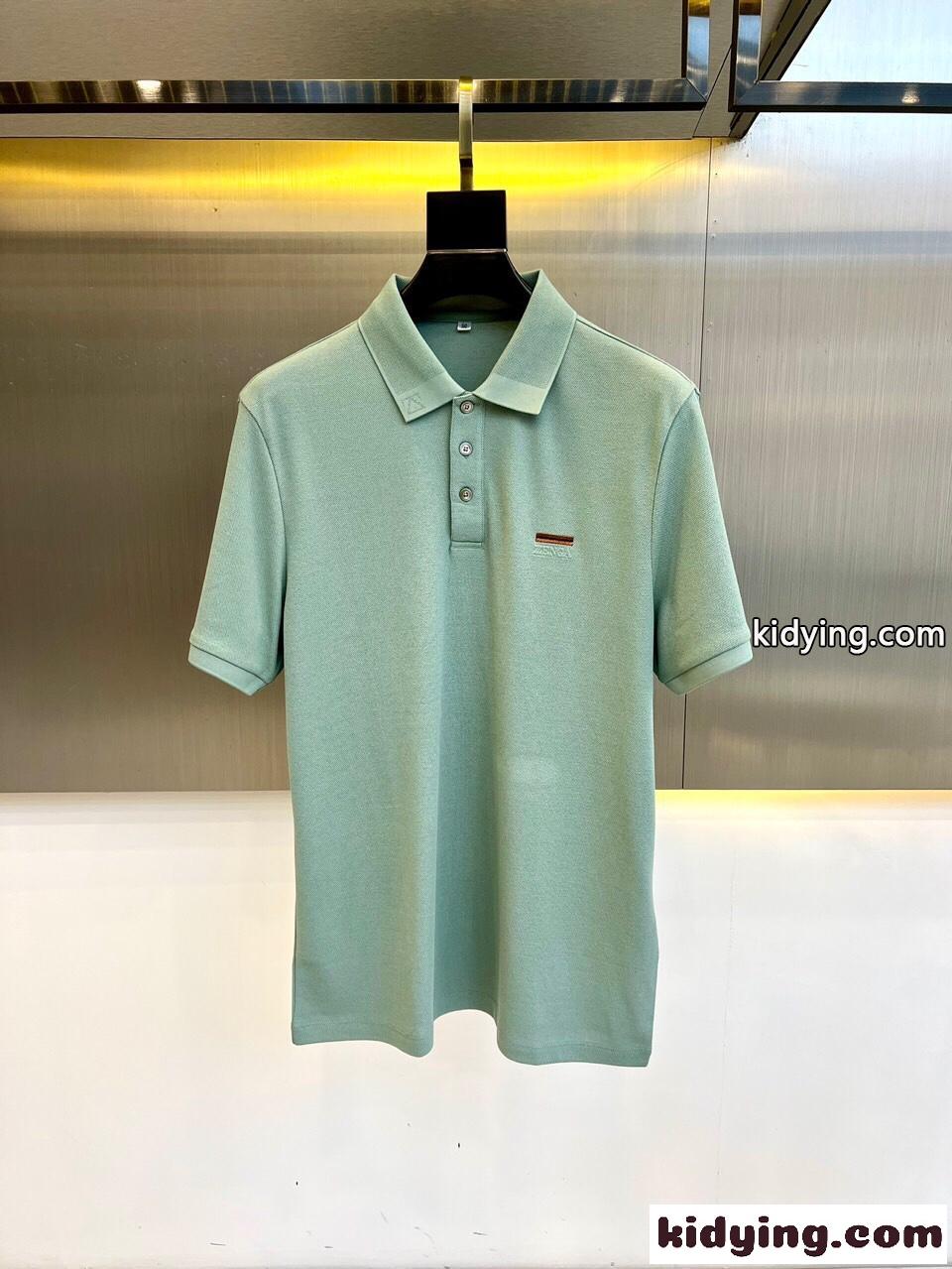 上品 カジュアル エルメネジルド・ゼニア 半袖Tシャツ コピー コットンピケ ポロシャツ ライトブルー-1
