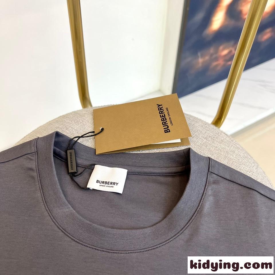 大人気 ロゴ コットン クルーネック 半袖Tシャツ バーバリー Tシャツ コピー グレー-2