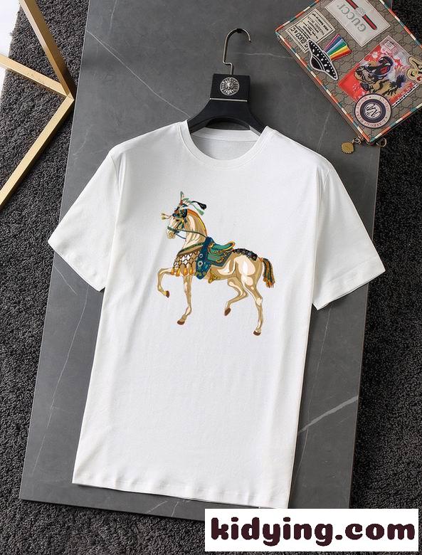 ベーシック プリント お洒落 エルメス 半袖tシャツ コピー クルーネック 定番 合わせやすい トップス-0