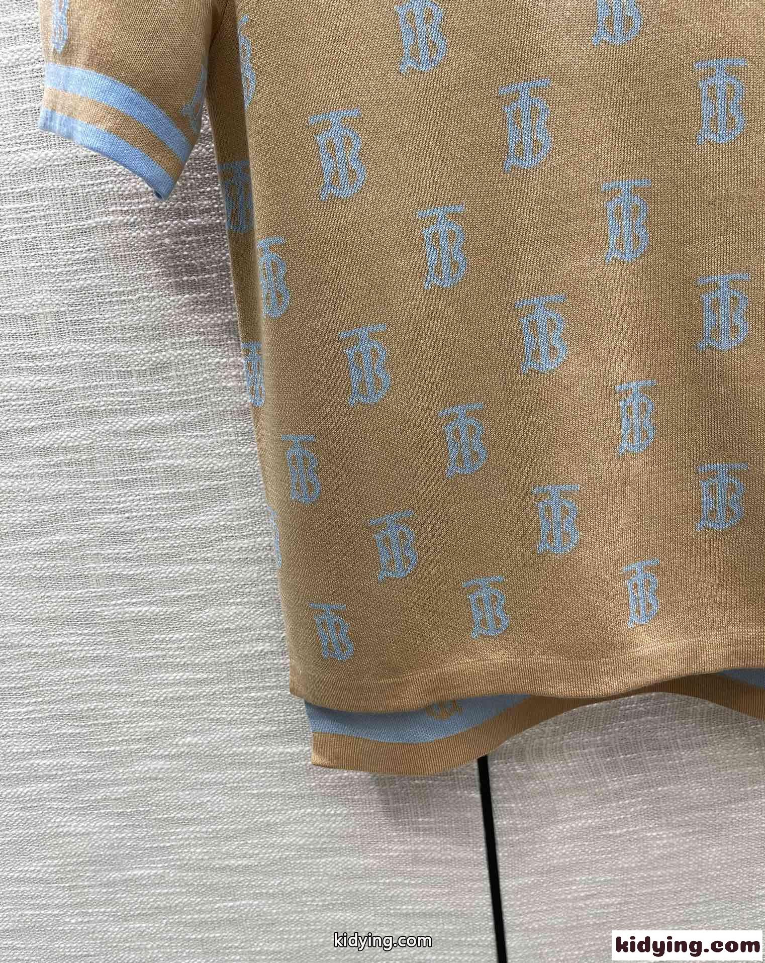 モノグラム ウールブレンド 半袖 ポロシャツ バーバリー Tシャツ コピー レディース-1