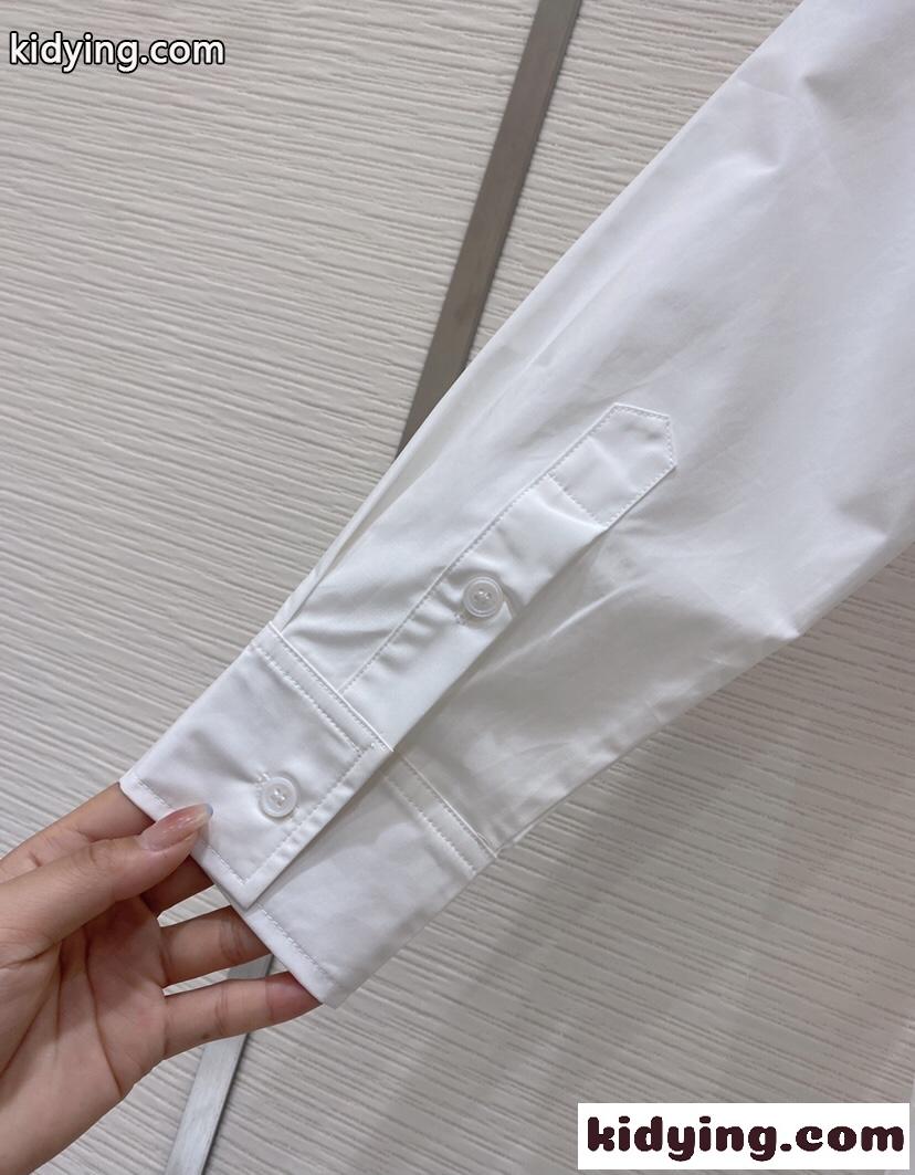 シンプル カジュアル おしゃれ ミュウミュウ シャツ コピー 定番 合わせやすい レディース 長袖 快適 人気 ホワイト-3
