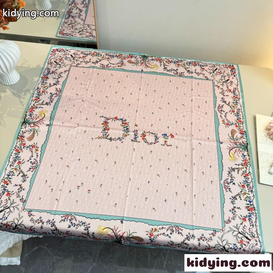 Dioramour Revolution Flowers スクエアスカーフ クリスチャン・ディオール スカーフ 偽物 ピンク-2