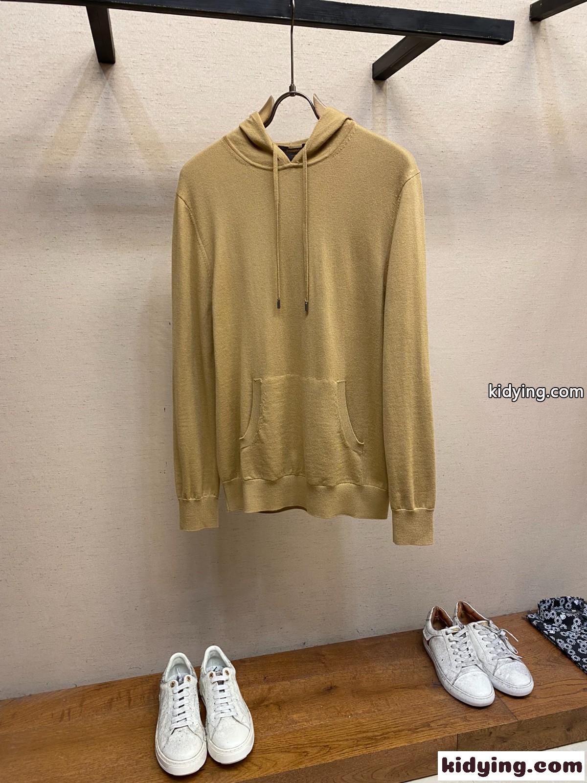 シンプル 上品 ウール フーディー エルメネジルド・ゼニア ニット コピー キャラメル-1