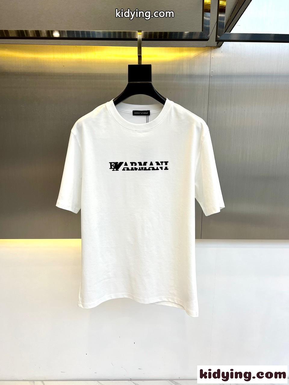 シンプル ロゴ入り クルーネック アルマーニ Tシャツ コピー 半袖Tシャツ ホワイト-0