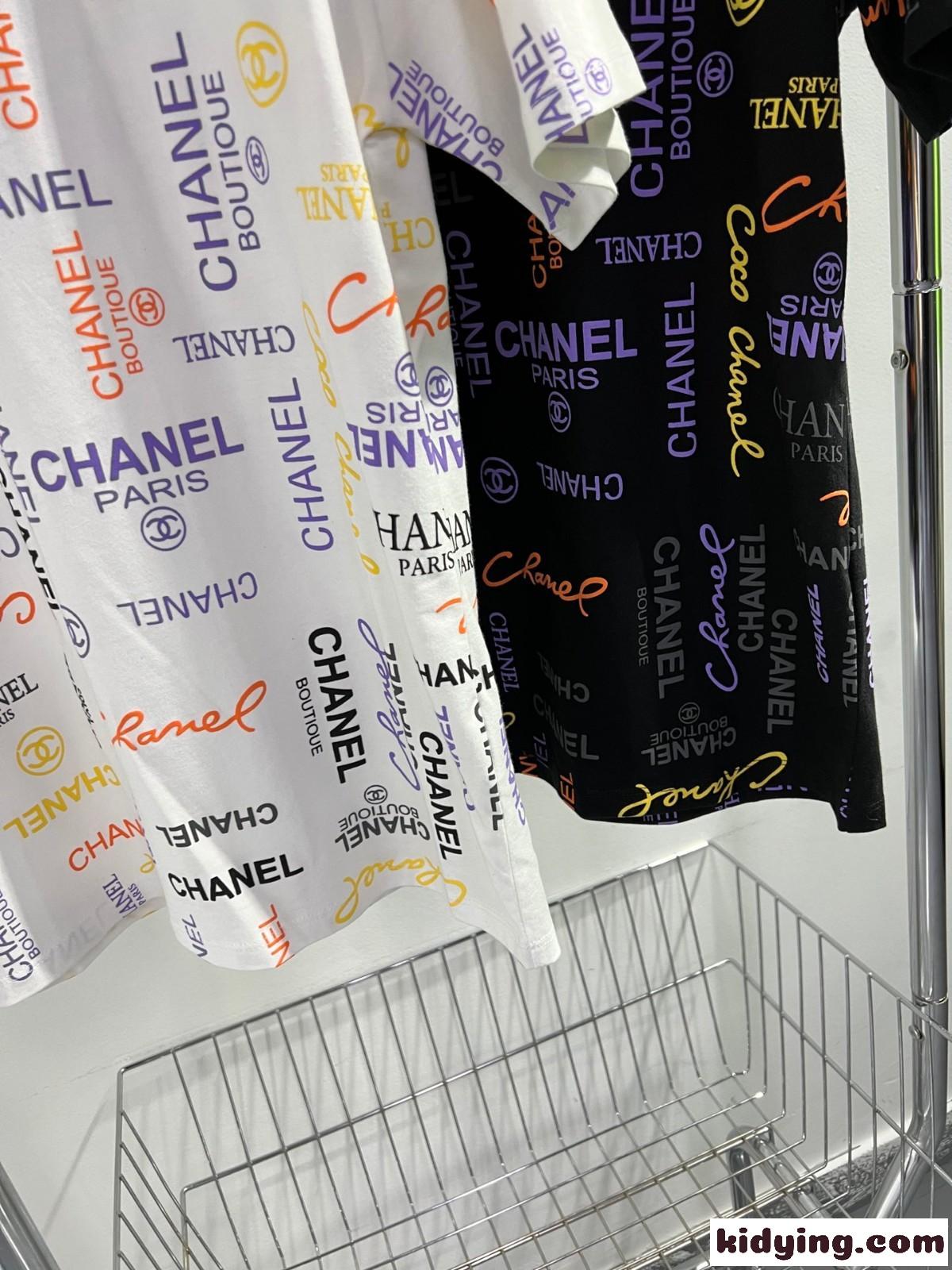 春夏 半袖 コットン トップス ロゴ プリント クルーネック シャネル tシャツ コピー おしゃれ 定番 人気 合わせやすい-2