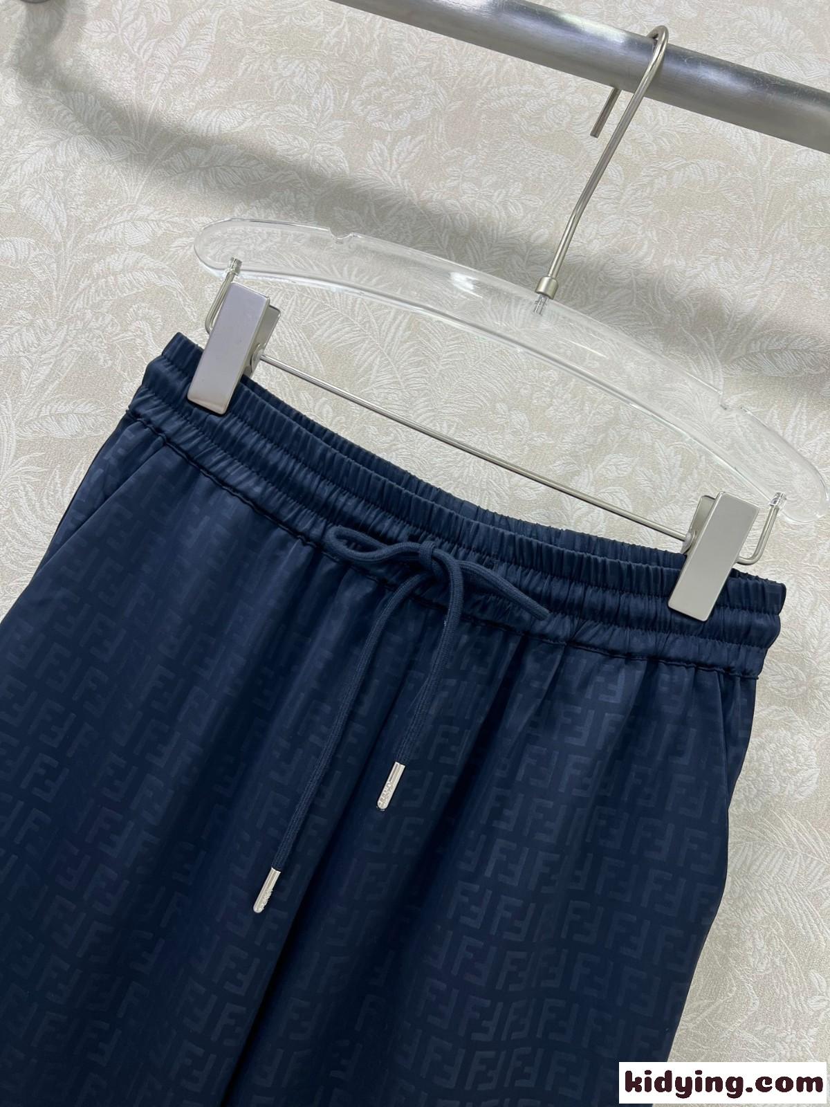 カジュアル エレガント FF ロングパンツ フェンディ パンツ 偽物 ブルー-2