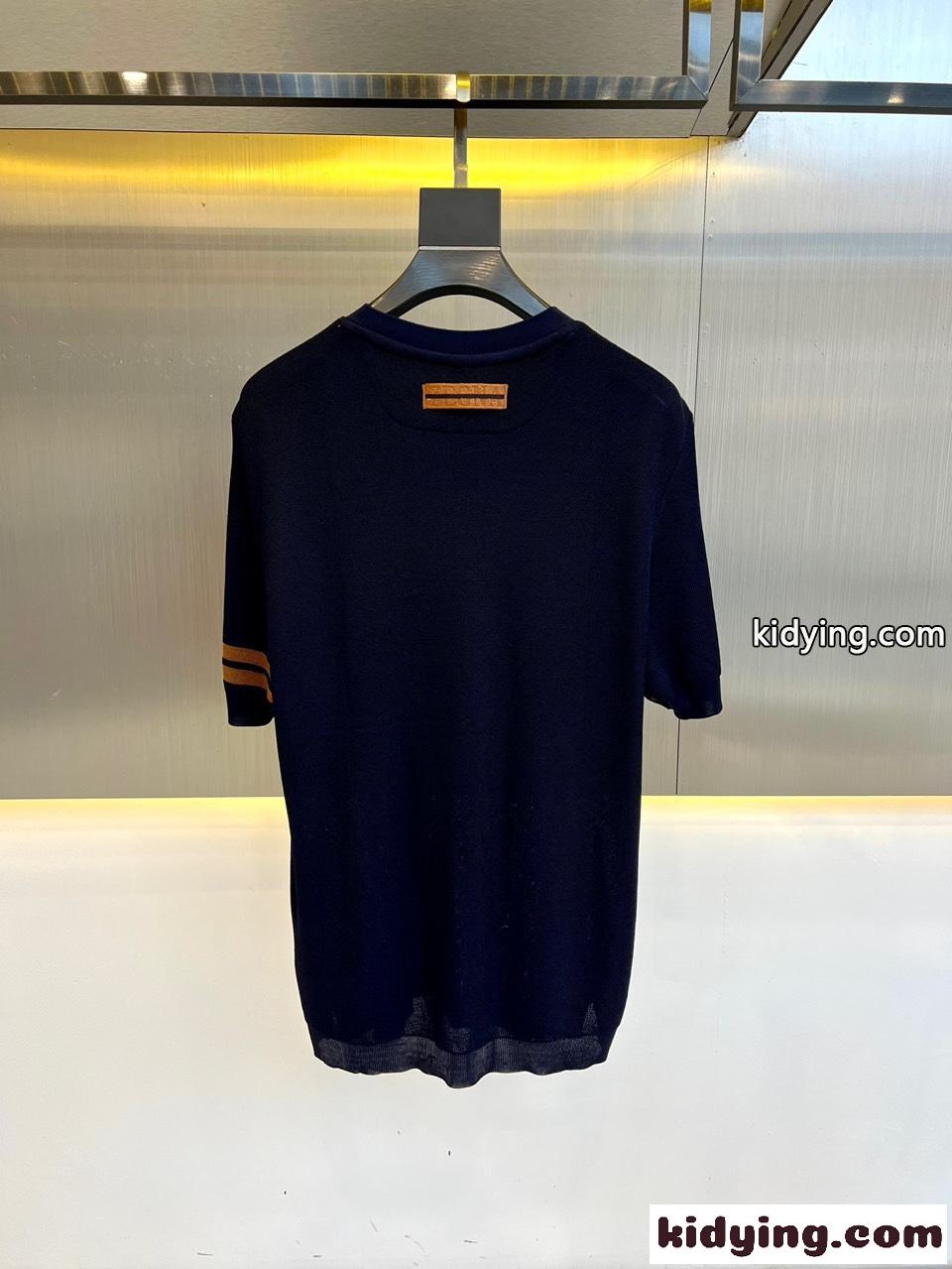 エルメネジルド・ゼニア 半袖Tシャツ コピー 着心地いい クルーネック ネイビー-4