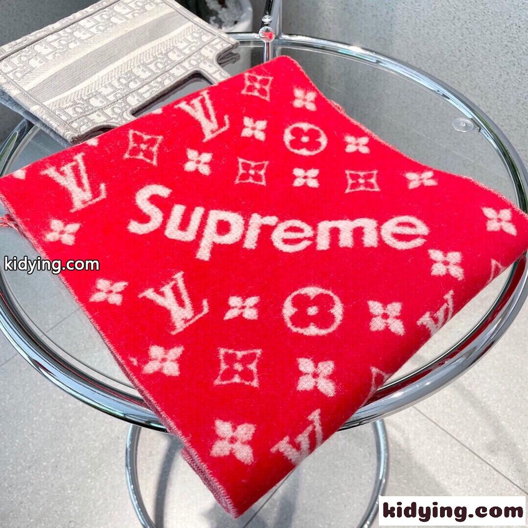 大人気 Supreme×LouisVuitton モノグラム マフラー コピー カシミヤ レッド-2