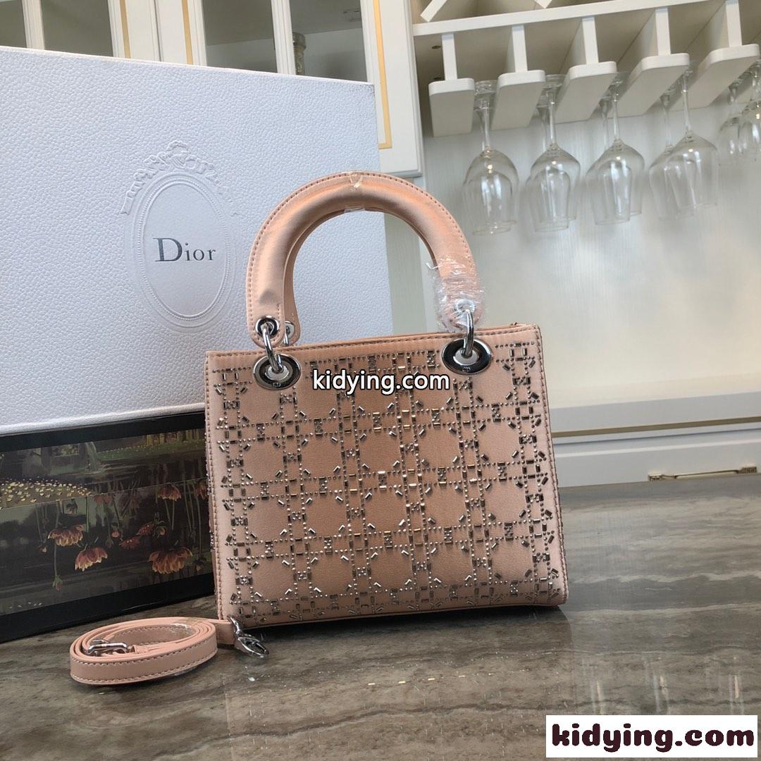 大人気 LADY DIOR カナージュ サテン ハンドバッグ クリスチャン・ディオール バッグ コピー ピンク-0