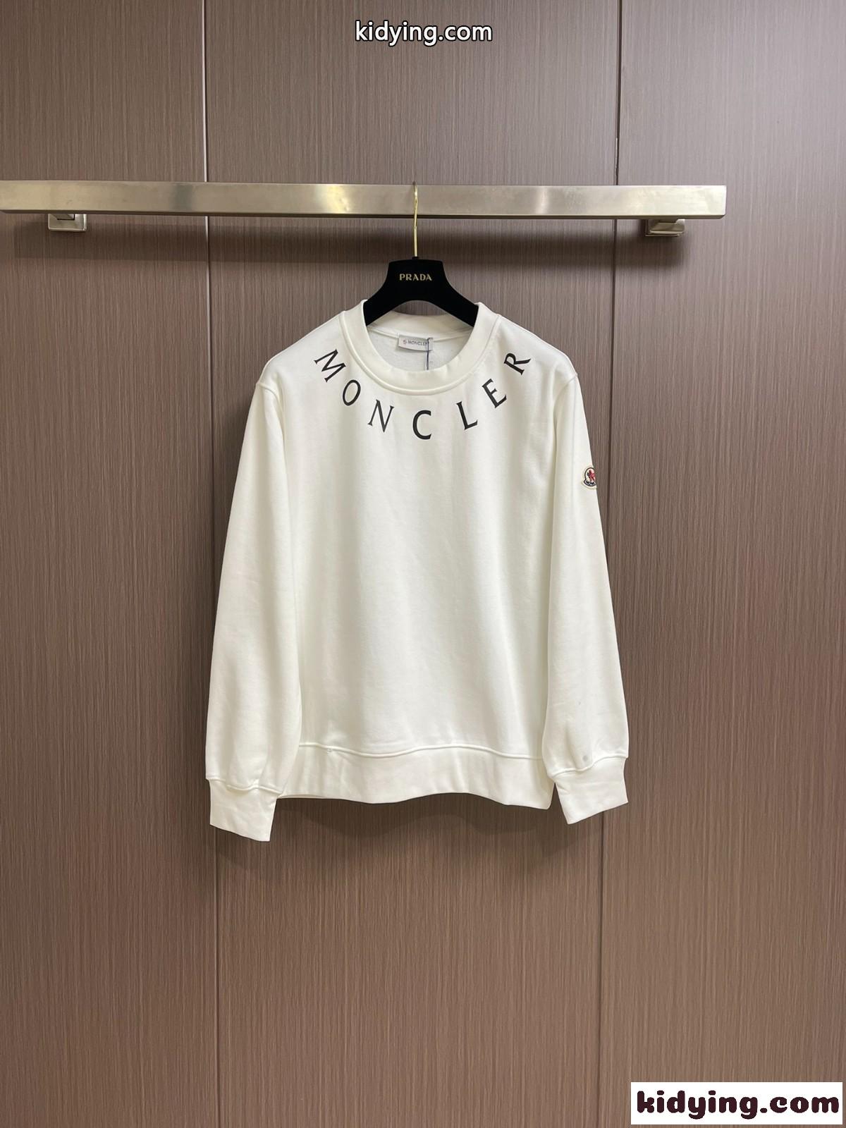 お洒落 ロゴプリント クルーネック スウェットシャツ モンクレール Tシャツ コピー ホワイト-1