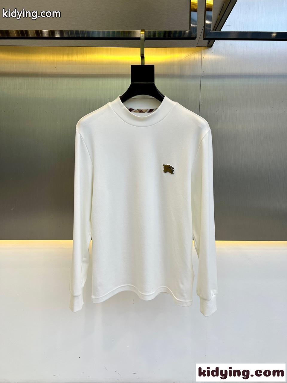 シンプル 合わせやすい 秋冬 メンズ 長袖Tシャツ バーバリー Tシャツ コピー ホワイト-0