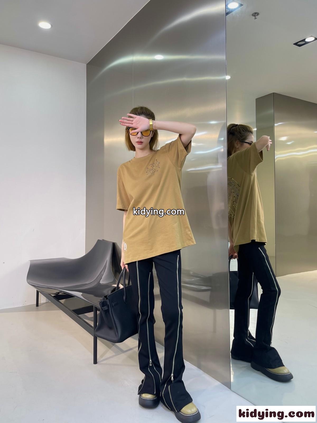 おしゃれ ロゴ クルーネック クロムハーツ 半袖Tシャツ コピー ゆったり トップス-3