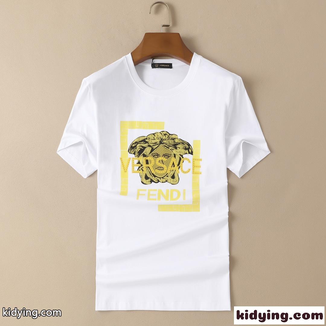 VERSACE×FENDI 人気 おしゃれ ヴェルサーチェ 半袖Tシャツ コピー クルーネック ロゴ 春夏 着心地いい トップス-2