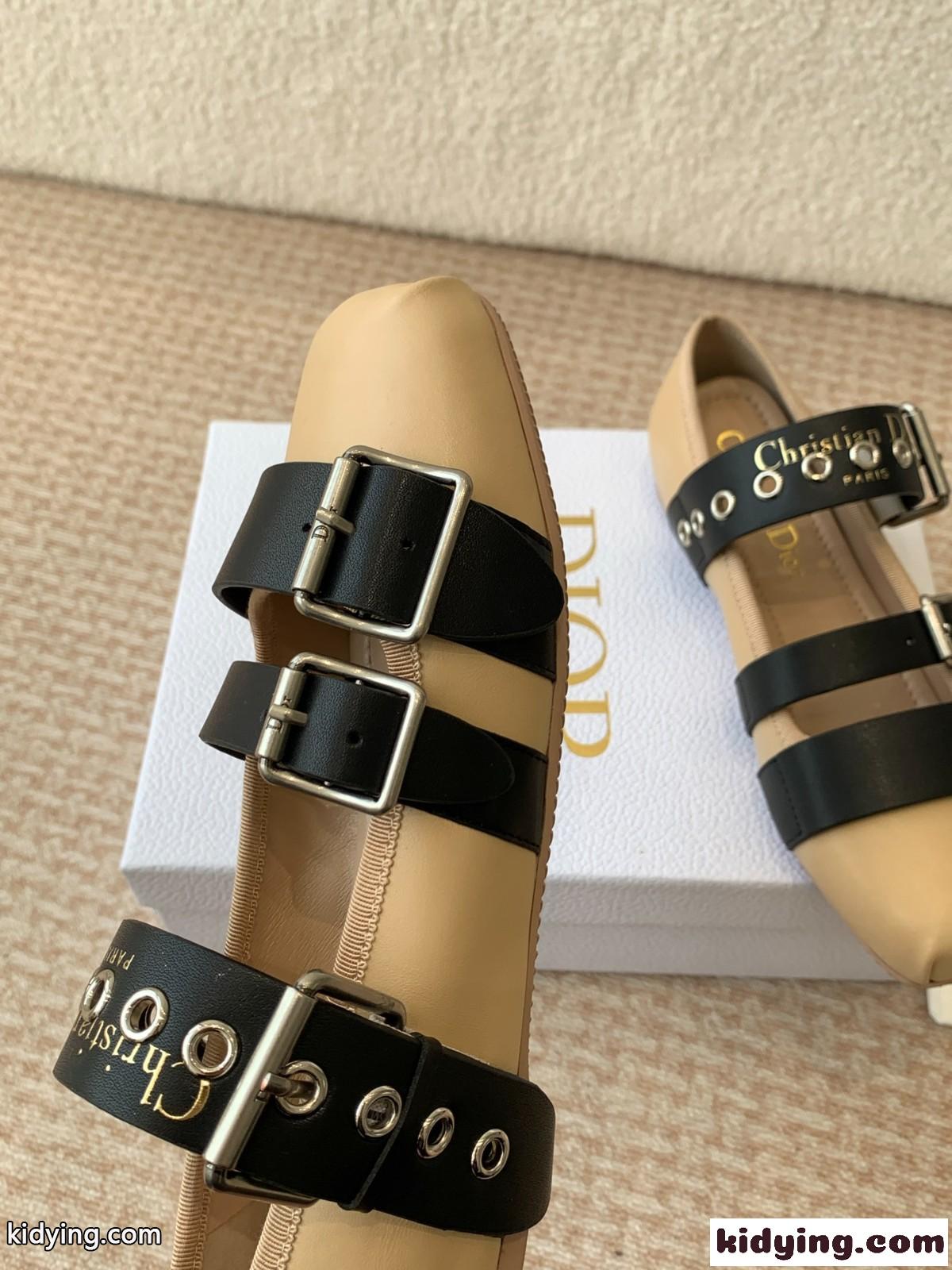 大人クールデザイン&Dior Punk バレリーナ スーパーコピー レザー ベージュ-4