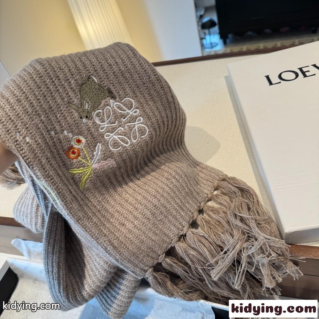 LOEWE x Suna Fujita ロエベ スカーフ コピー アナグラム刺繍 ニットマフラー-4