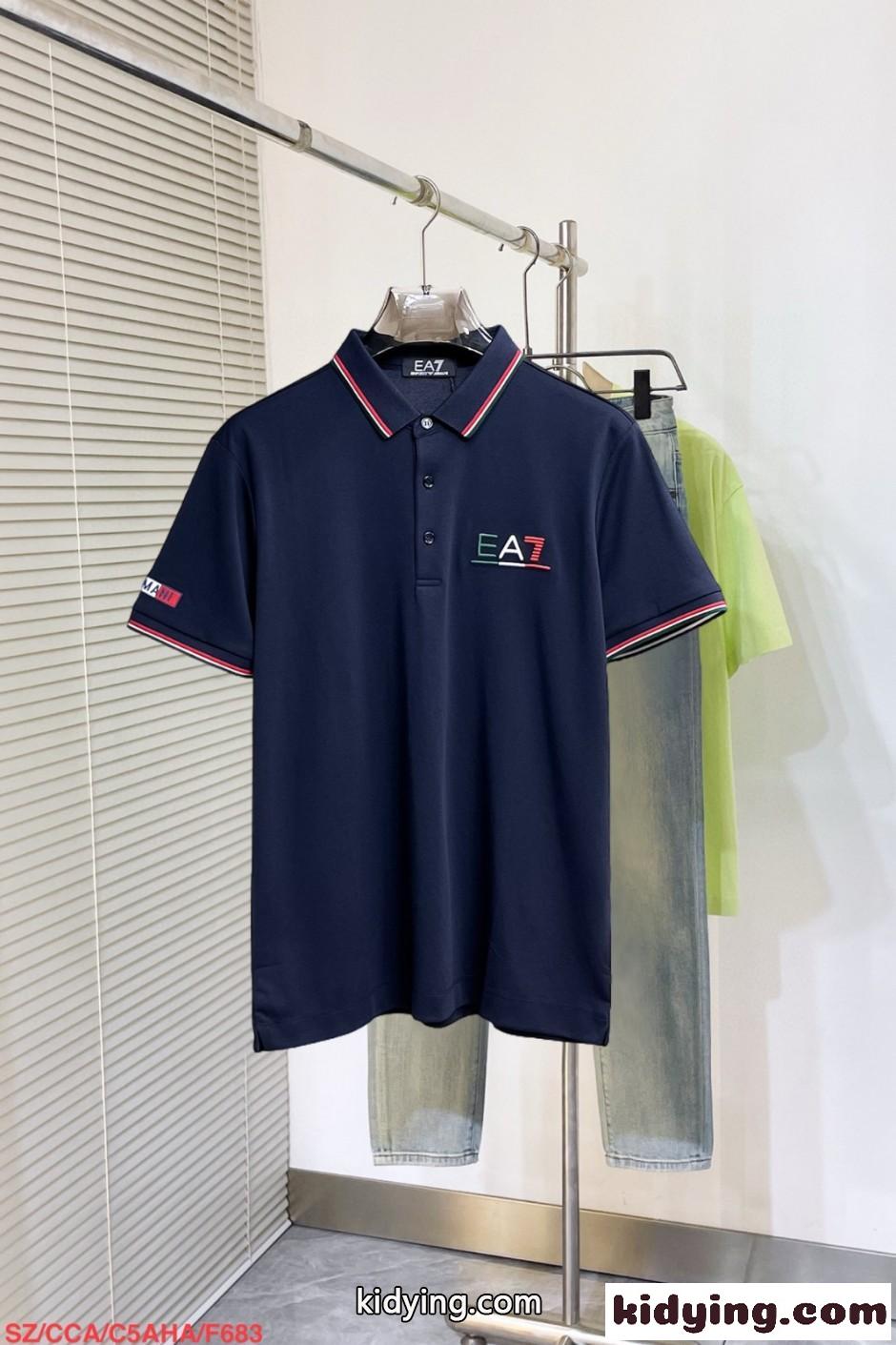 カジュアル 半袖 ポロシャツ アルマーニ Tシャツ 偽物 合わせやすい ネイビー-1