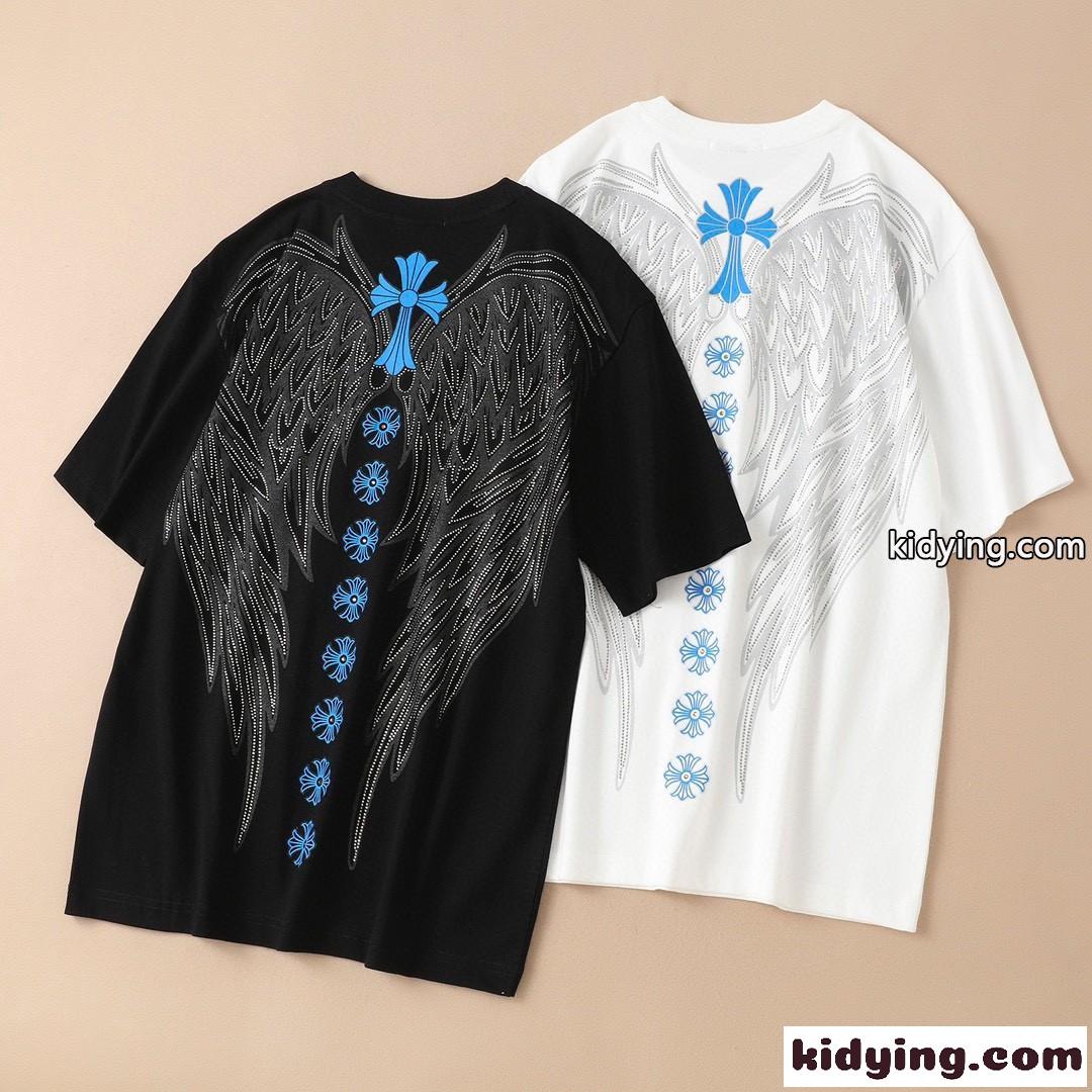 メンズ 個性派 クルーネック 柔らかい 着心地いい クロムハーツ 半袖Tシャツ コピー 春夏 トップス カジュアル-2
