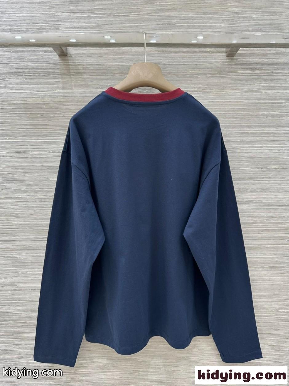 ロゴ入り コットン 長袖Tシャツ ミュウミュウ Tシャツ コピー クルーネック-5