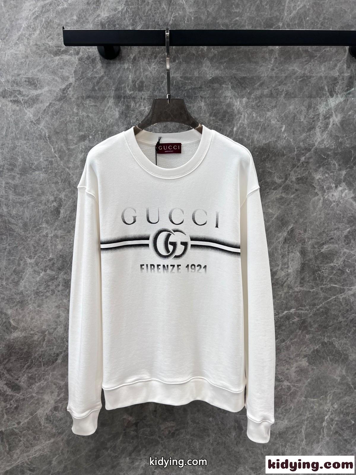 定番 ロゴプリント コットン スウェットシャツ グッチ Tシャツ コピー ホワイト-1