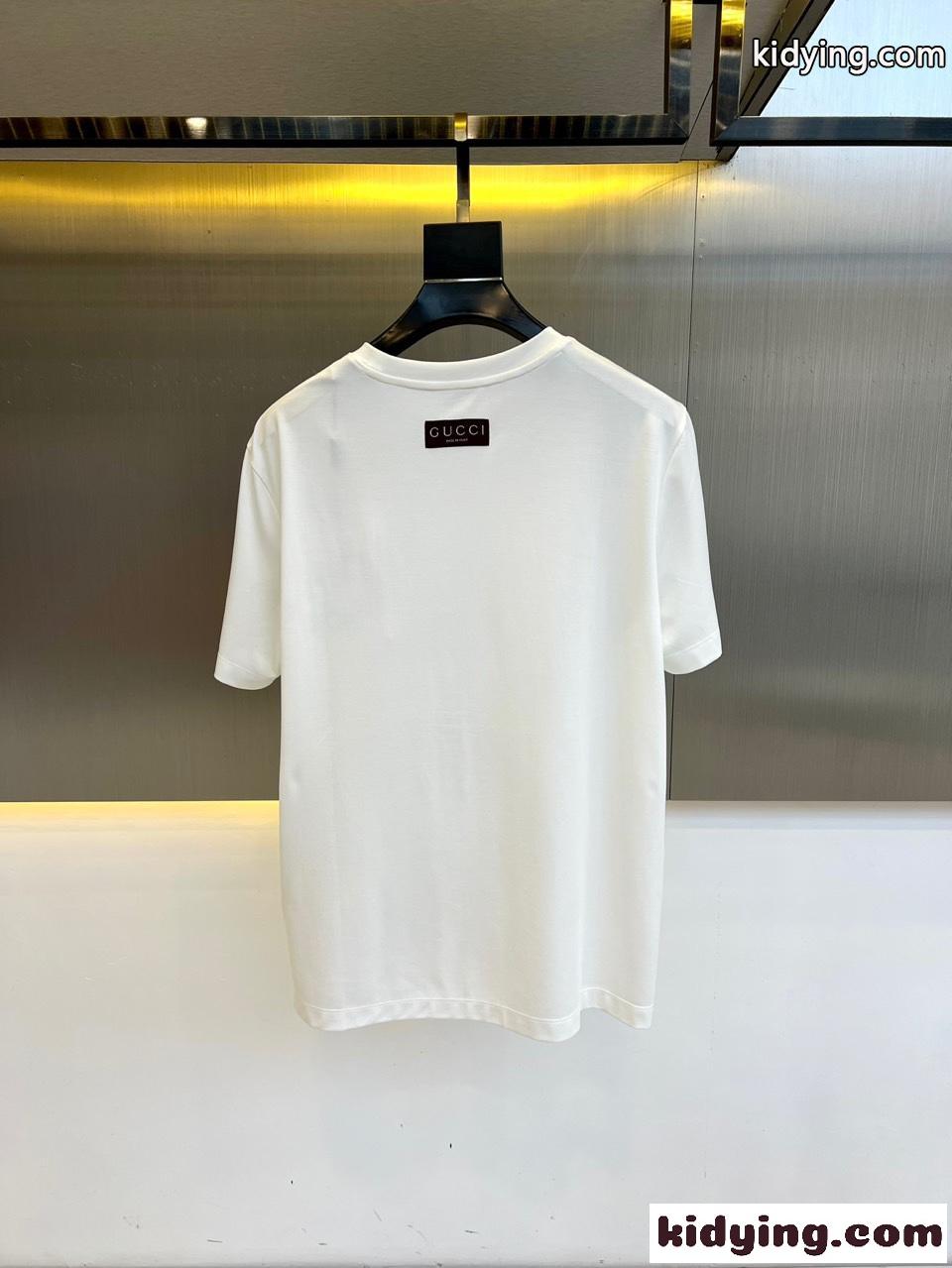 シンプル ロゴ グッチ Tシャツ コピー コットンジャージー 半袖Tシャツ ホワイト-5