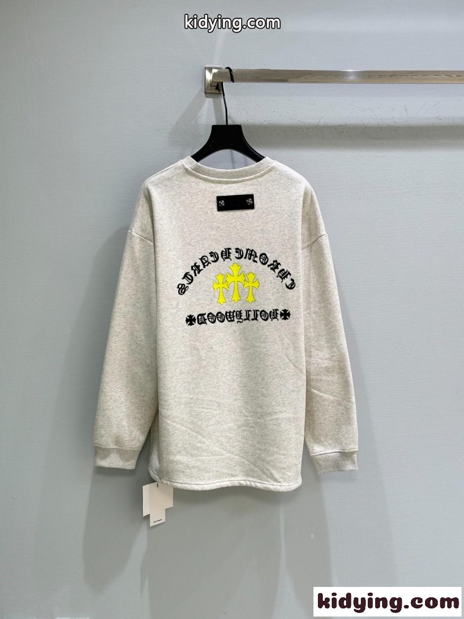 バックプリント 長袖Tシャツ クロムハーツ Tシャツ 偽物 コットン グレー-3
