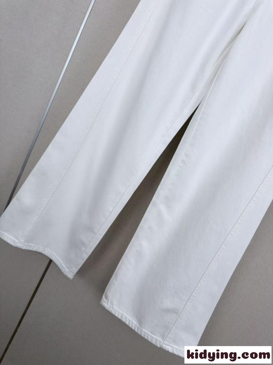 洗練された ビジューボタン デニムパンツ エルメス ジーンズ コピー ホワイト-3