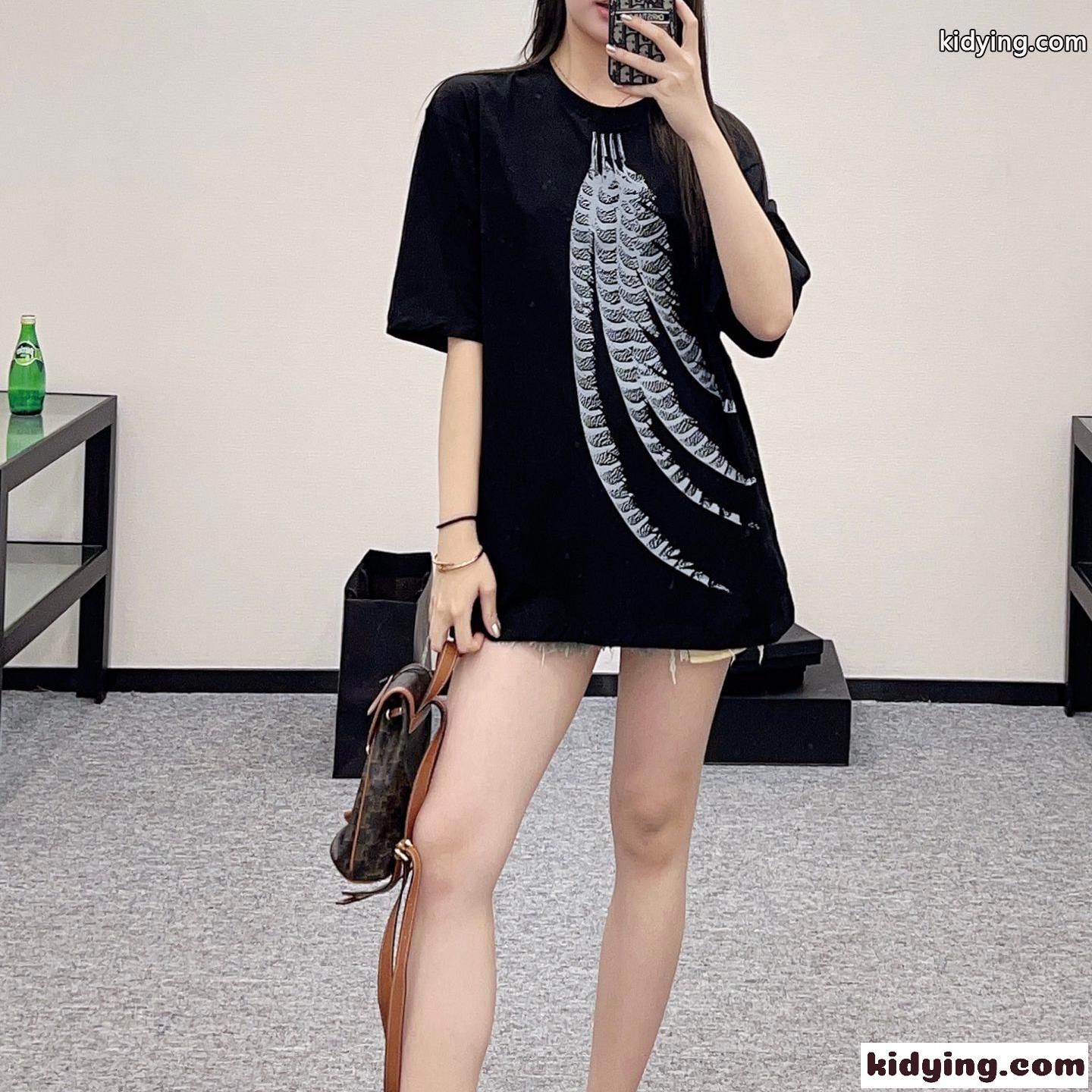 ルーズフィット コットンTシャツ ロエベ Tシャツ コピー ユニセックス ブラック-0