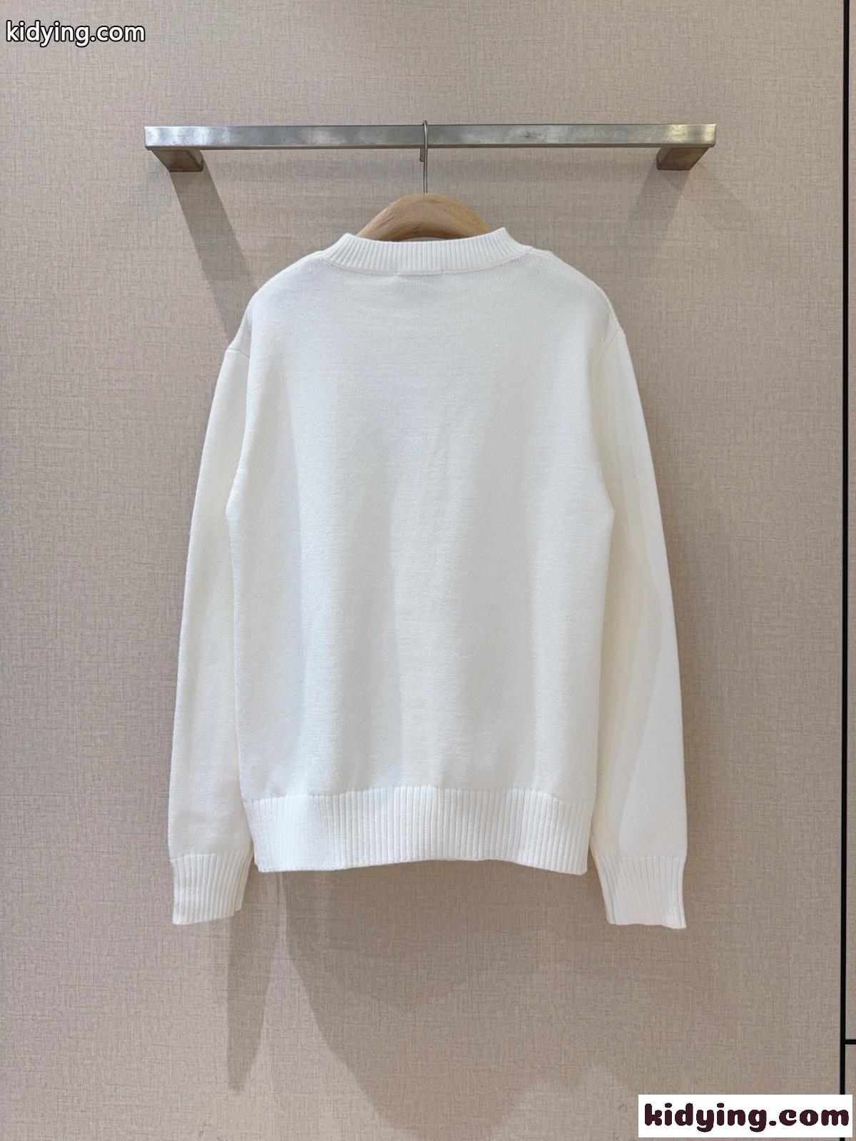シンプル 上品 リボンモチーフ クルーネック シャネル セーター コピー ホワイト-2
