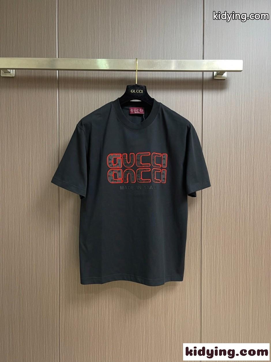 洗練された ロゴ入り 半袖Tシャツ グッチ Tシャツ 偽物 クルーネック-2