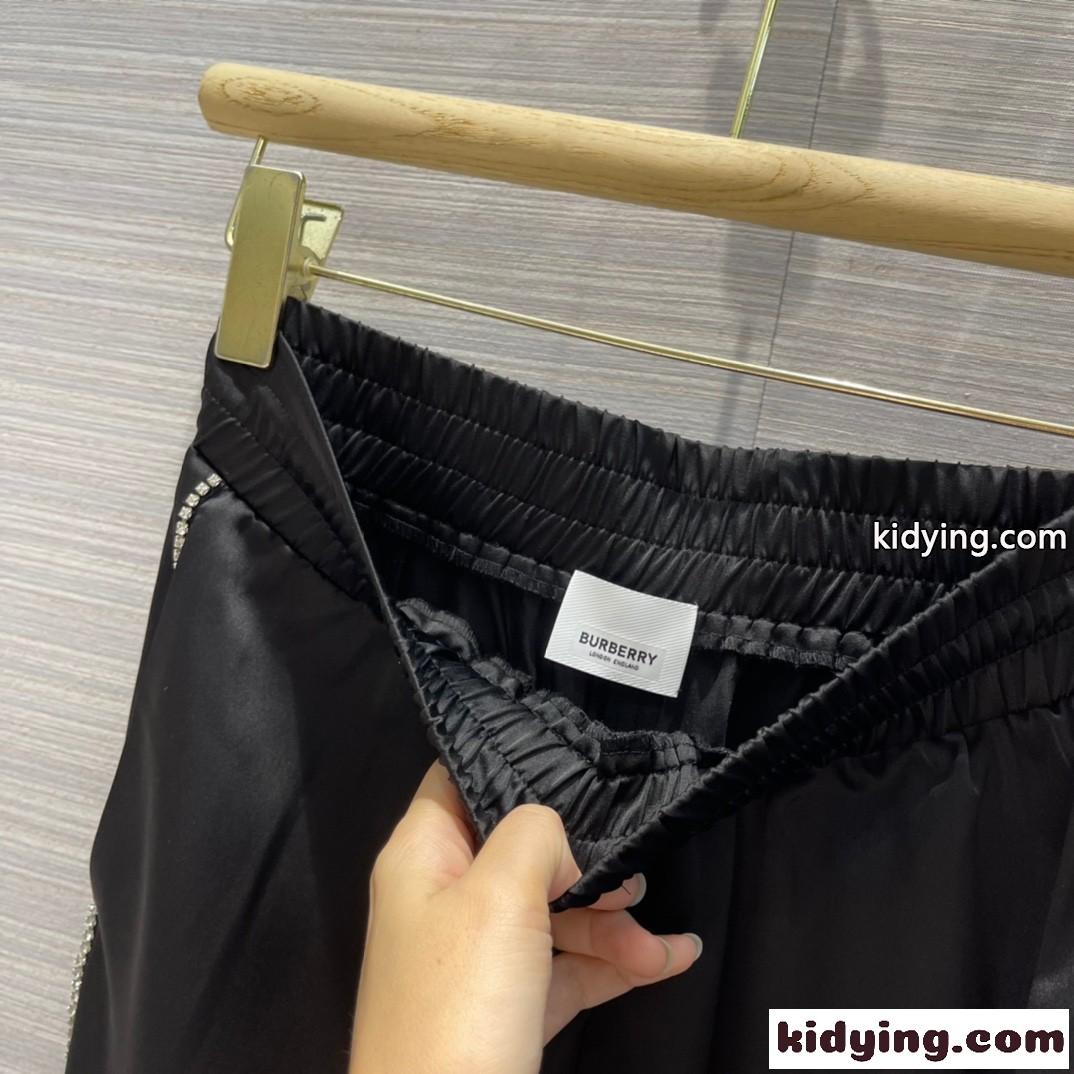 バーバリー パンツ コピー クリスタルストライプ シルクサテンブレンド ワイドレッグ トラウザー-3
