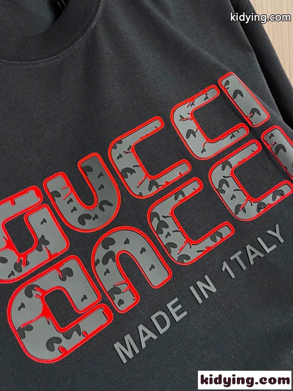 洗練された ロゴ入り 半袖Tシャツ グッチ Tシャツ 偽物 クルーネック-3