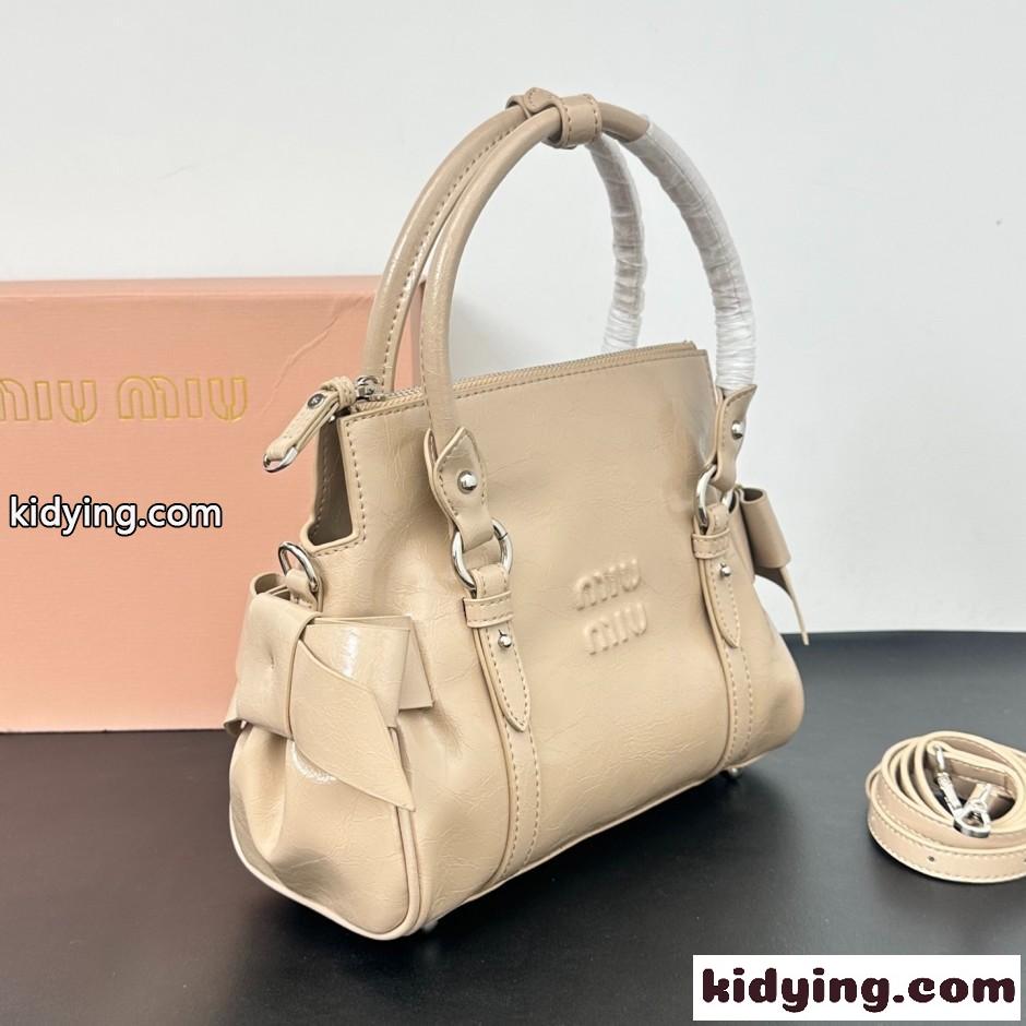 MIUMIU ロゴ レザー ハンドバッグ ミュウミュウ バッグ コピー ベージュ-1