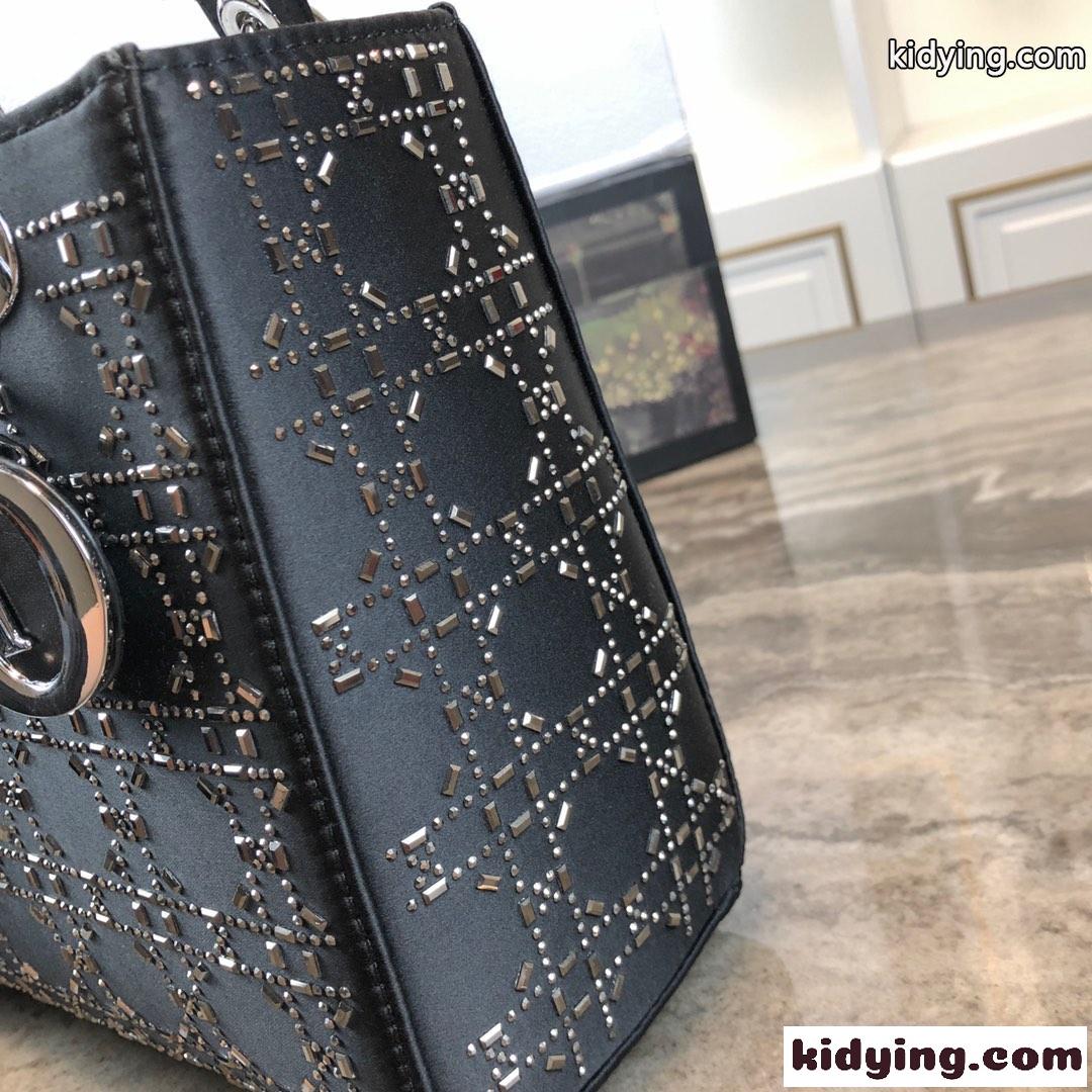 大人気 LADY DIOR カナージュ サテン ハンドバッグ クリスチャン・ディオール バッグ コピー ブラック-1