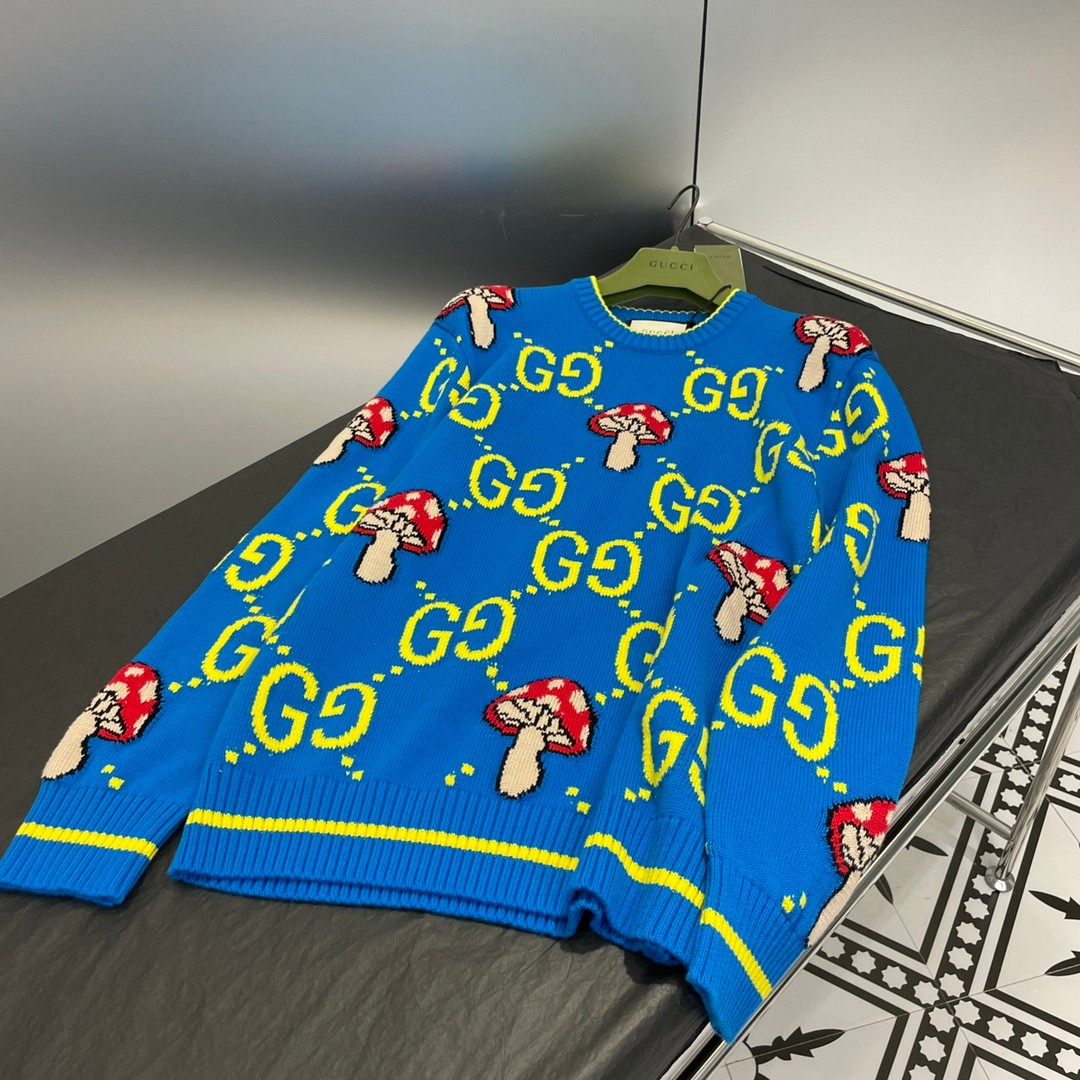 23AW GUCCI GG ウール＆コットン キノコ 刺繍 ロゴ セーター コピー-4