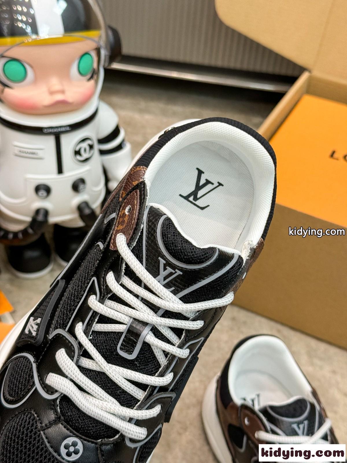 おしゃれ カジュアル LV オリンピア スニーカー ルイ・ヴィトン スニーカー スーパーコピー ブラック-3