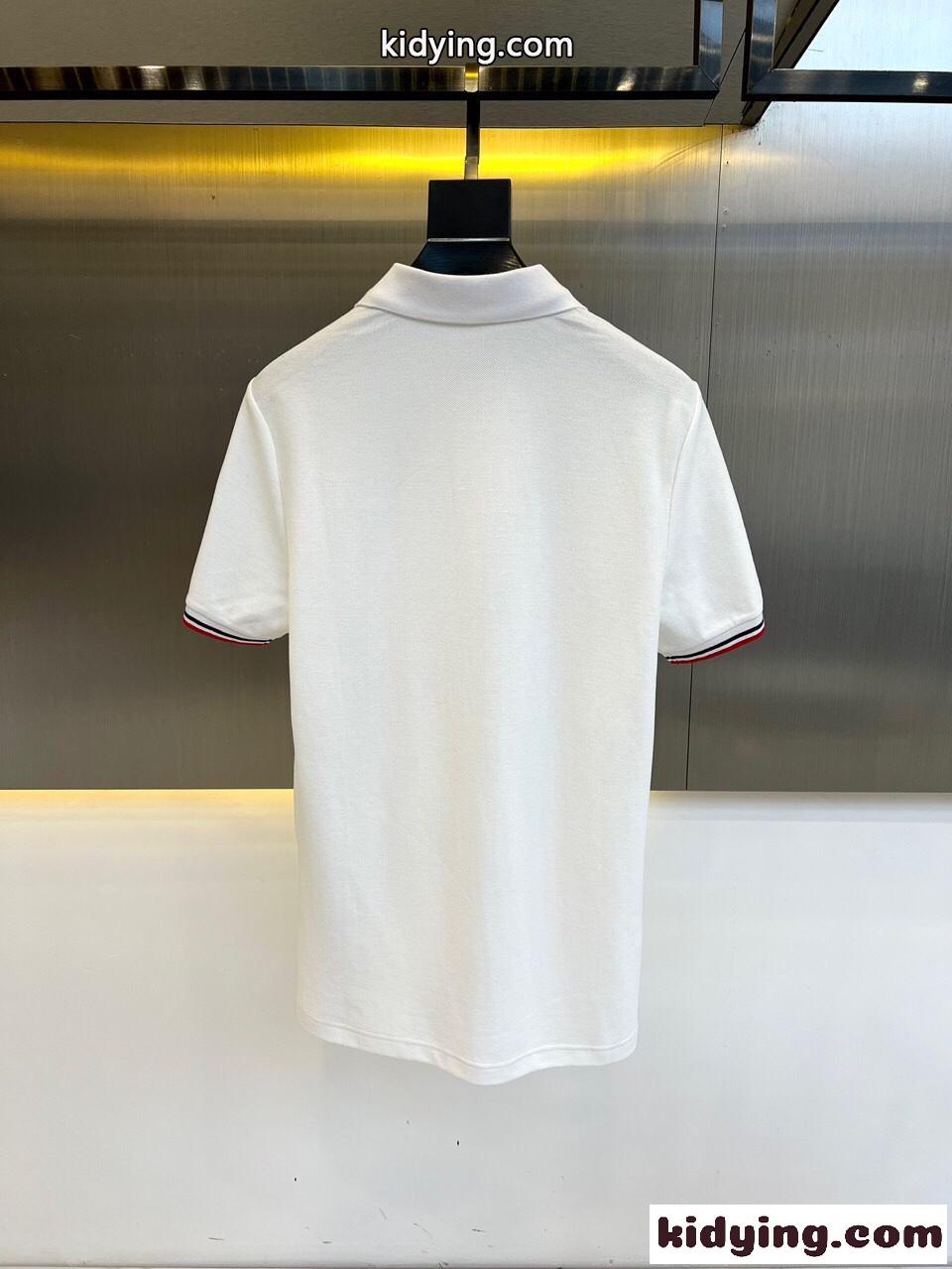 定番 コットンピケ ポロシャツ モンクレール 半袖Tシャツ コピー ホワイト-4