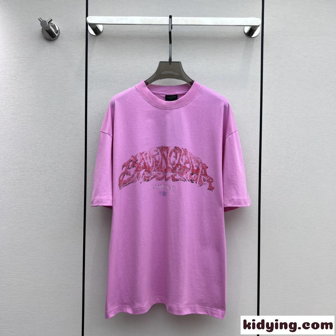 バレンシアガ Tシャツ コピー プリント カジュアル 人気 ユニセックス オーバーサイズ-0