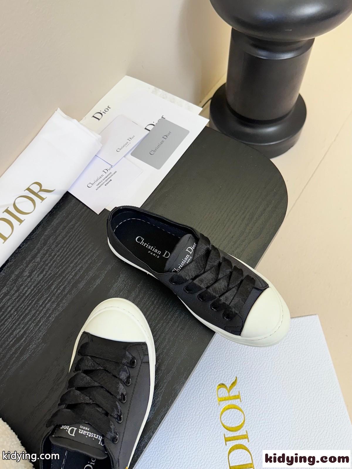 Dioriviera Dior Lucky スニーカー ディオール スーパーコピー サテン ブラック-1