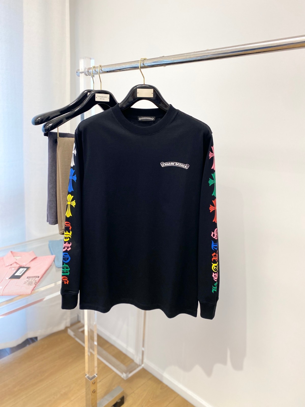定番 合わせやすい クルーネック 長袖Tシャツ クロムハーツ Tシャツ コピー ブラック-0