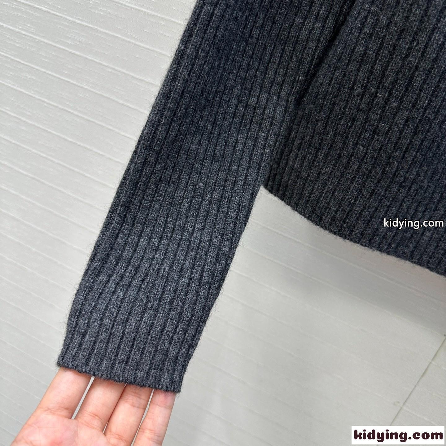 シンプル 上品 ハイネック リブ編みニットトップス エルメス セーター コピー ブラック-1
