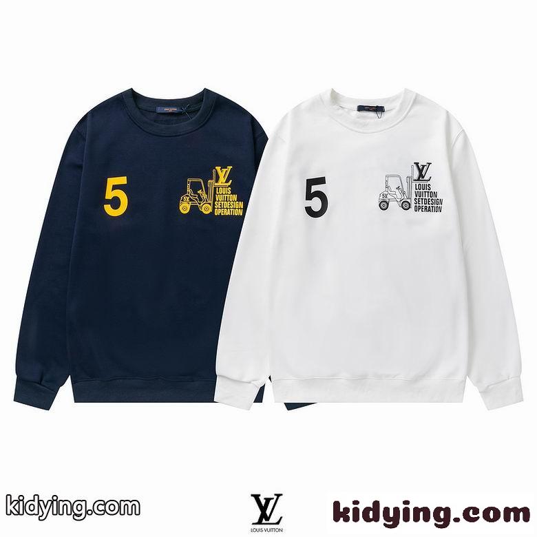 おしゃれ 合わせやすい 着回し クールネック プリント ルイ・ヴィトン Tシャツ コピー 長袖 カジュアル-0