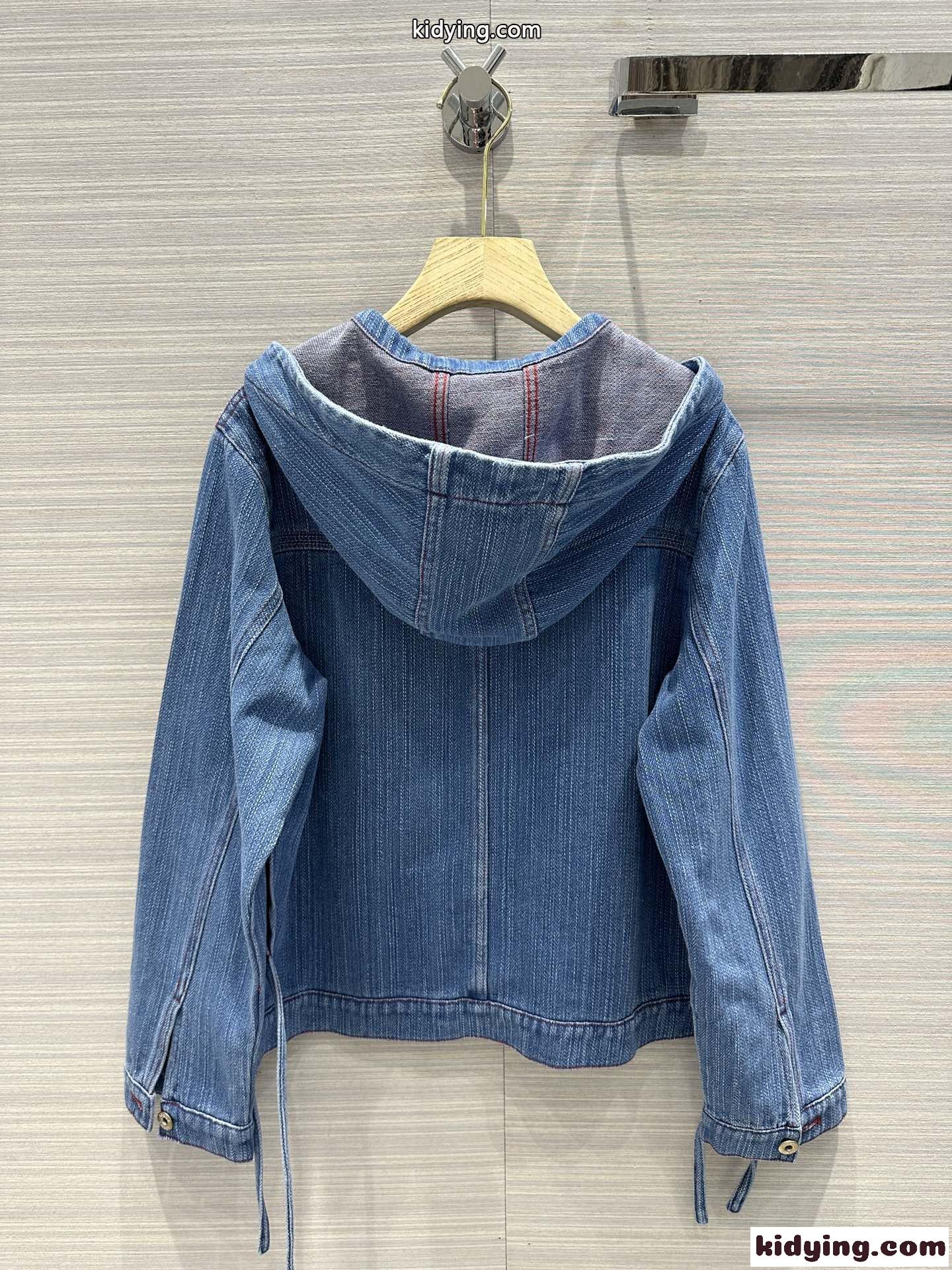クロップド ワークウェアジャケット デニム ロエベ ジャケット コピー レディース-5