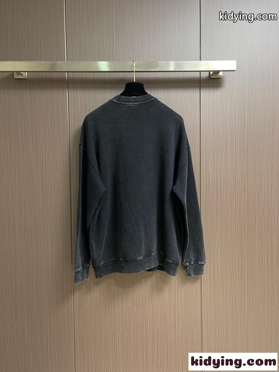 バレンシアガ Tシャツ 偽物 おしゃれ ロゴ入り コットン スウェットシャツ ブラック-1