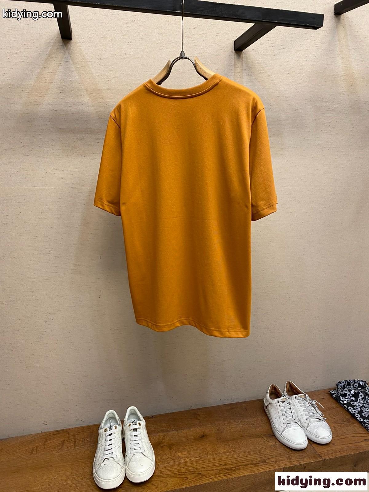 カジュアル ロゴパッチ クルーネック プラダ Tシャツ コピー オレンジ-2