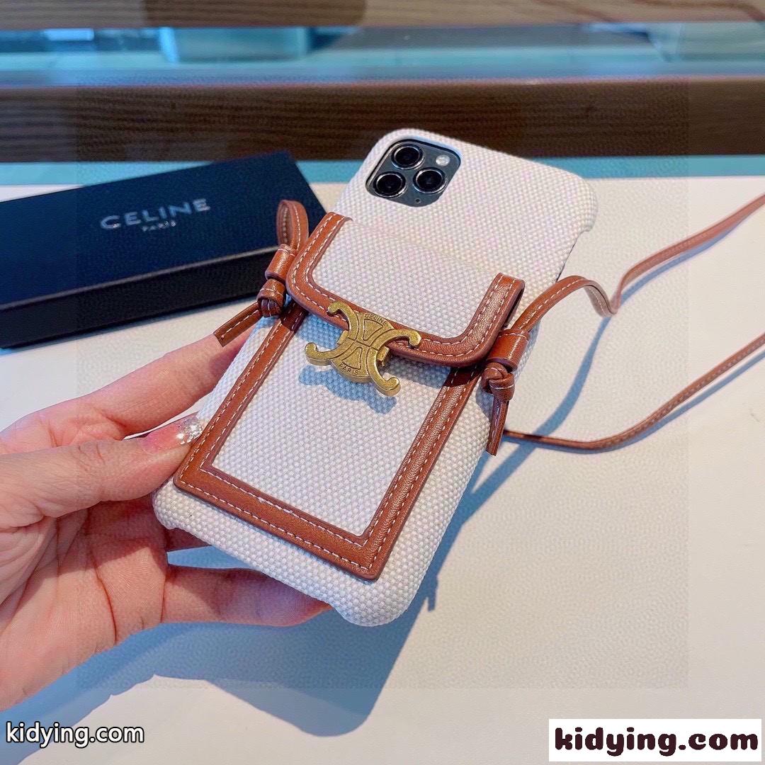 おしゃれ 斜め掛け カード収納 セリーヌ アイフォンケース コピー 斜めがけ ショルダー 落下防止 スマホケース-0
